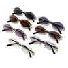 3pcs Vintage Small Polygonal Sunglasses for Women Luxurious Brand Style Rimless Rhombus Sun Eyeglasses Woman Trendy Metal Material Shades Glasses