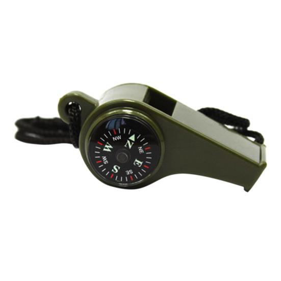 Portable 3 in 1 Whistle Survival Gear Outdoor Hiking Camping Compass Thermometer