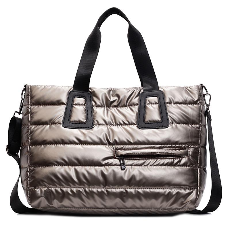 Women's Large Capacity Shiny Tote Bag - Thickened Handbag for Autumn and Winter, Ideal for Commuting and Computer Carrying.
