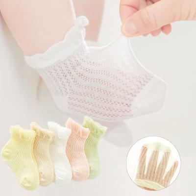 3 Pairs Cotton Girls Socks for Spring Summer Ruffles Mesh Baby Socks Children Baby Little Girl Clothing Cute Accessories