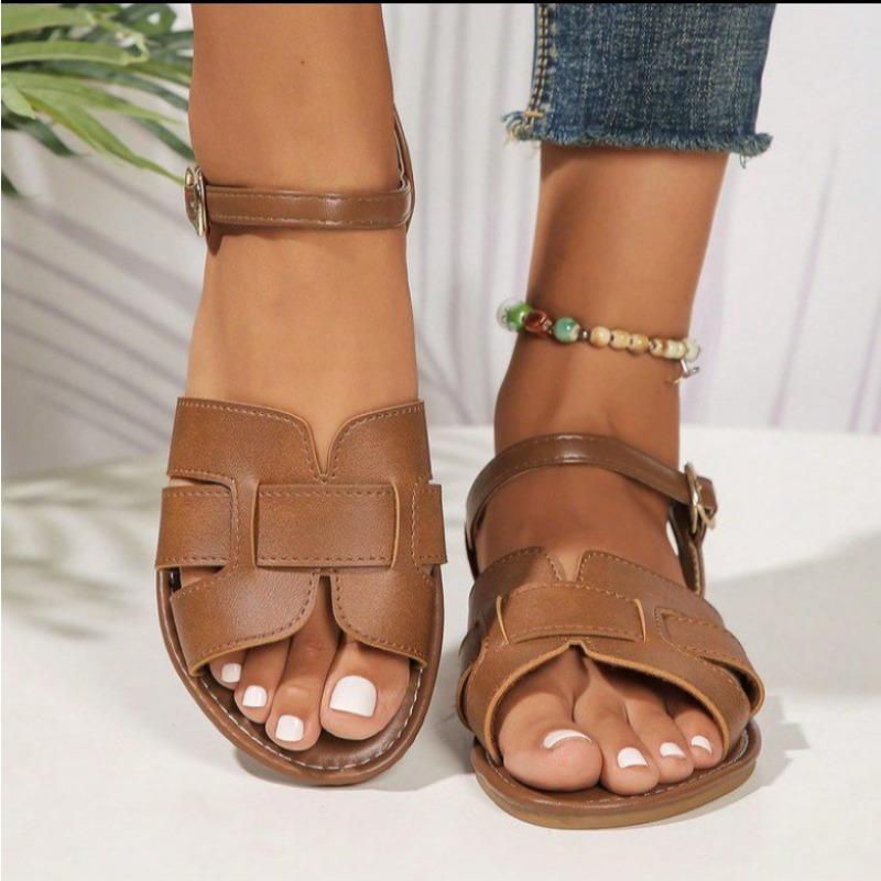 Fashion 2025 Open Toe Women's Sandals Summer Beach Sandals  Elastic Band Flat with Plus Size Shoes Female