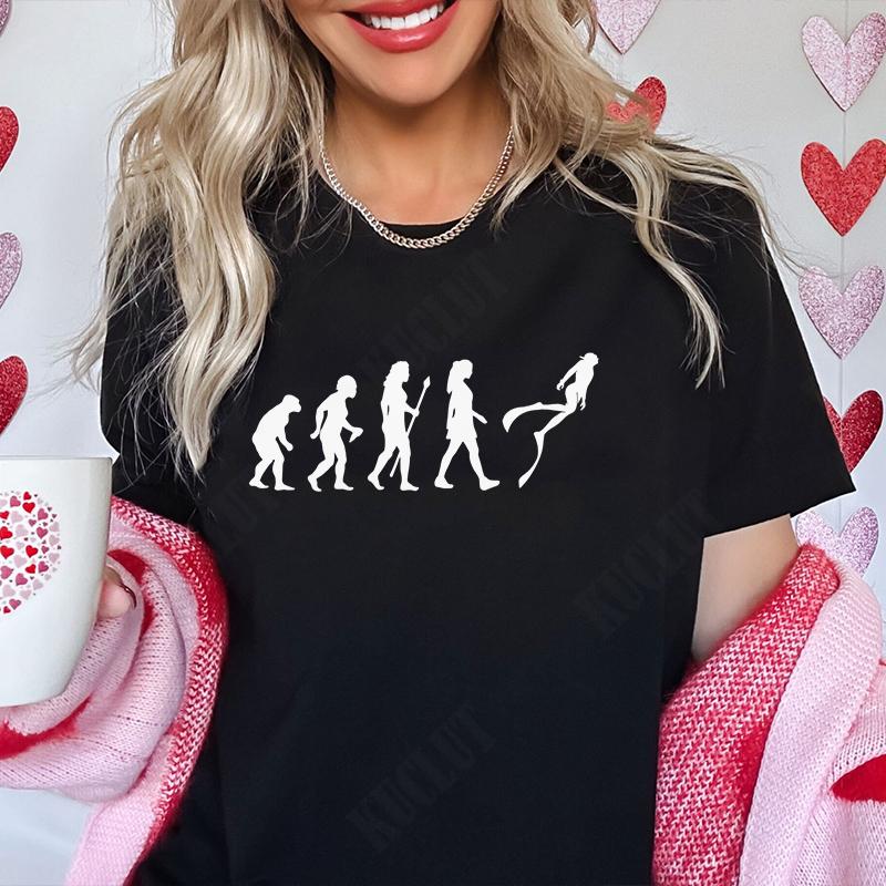 Funny Evolution of Diving Women T-Shirt Short Sleeve O-Neck Tees Fashion Scuba Diver Girl Tops Casual Summer Female Clothing