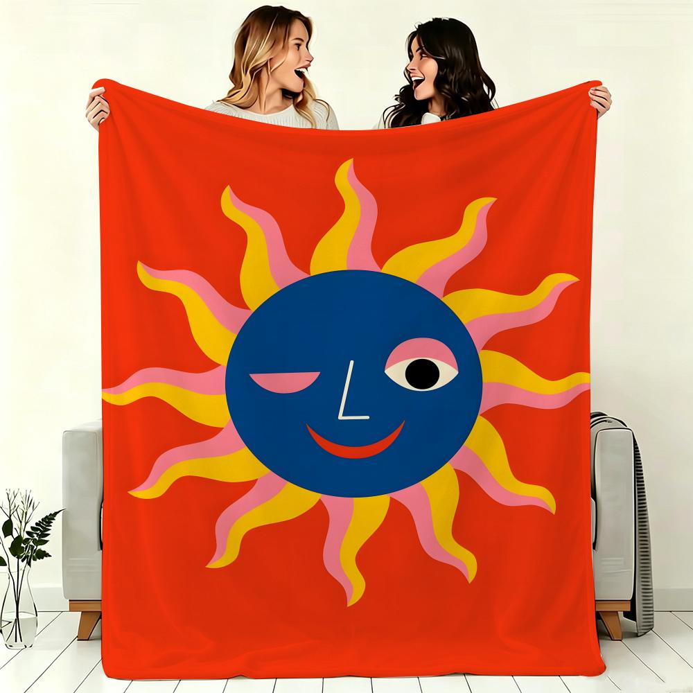 Artistic Pattern S-Sun Throw Soft Warm Throw Blanket for Bedroom Living Room Bed Travel Camping Picnic Gift