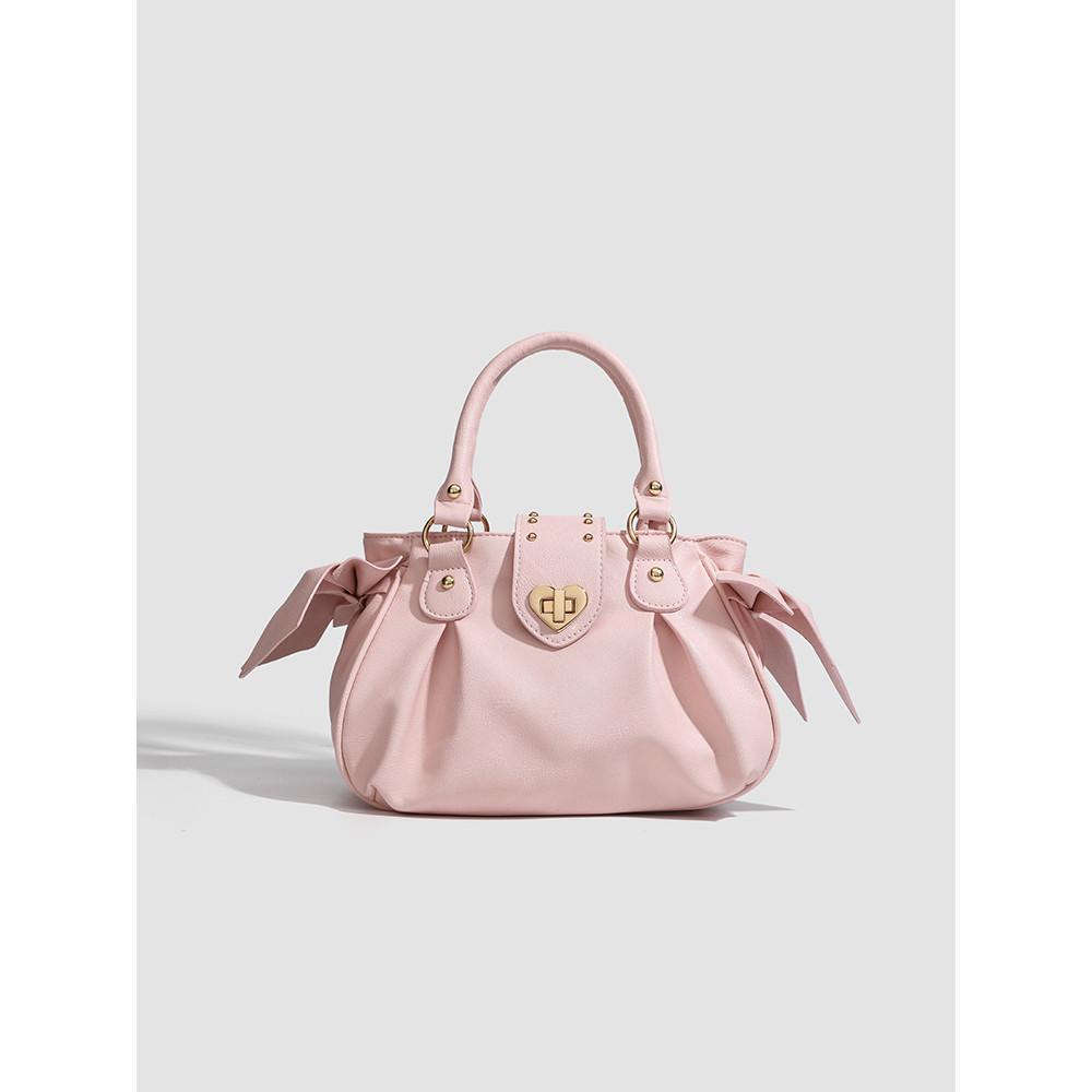 IELGY Pink Pleated Handbag Messenger Bag