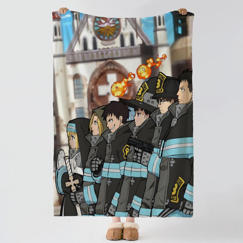 anime F-Fire Force-e Throw Thick Comfort Flannel Quilt, Multi-scene Use Indoor Outdoor Daily Nap