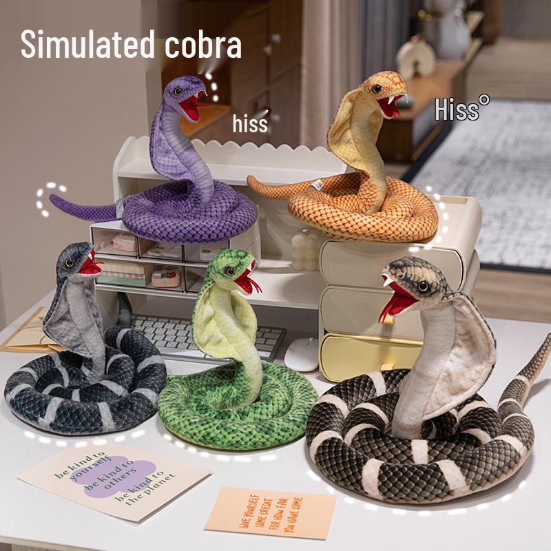 Realistic Cobra Plush Snake Toy - Stuffed Anaconda Prank Gift for Boys