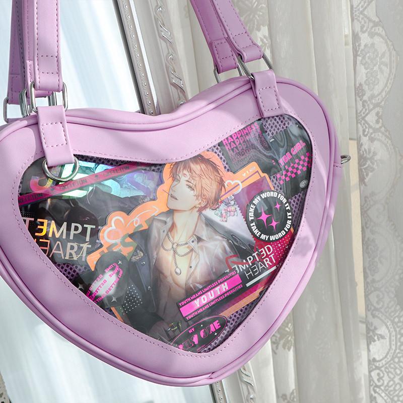 JIAERDI Lolita Transparent White Ita Bag Handbag Women New Heart Leather Crossbody Pain Bag Ladies Sweet Cute Messenger Bag 2025