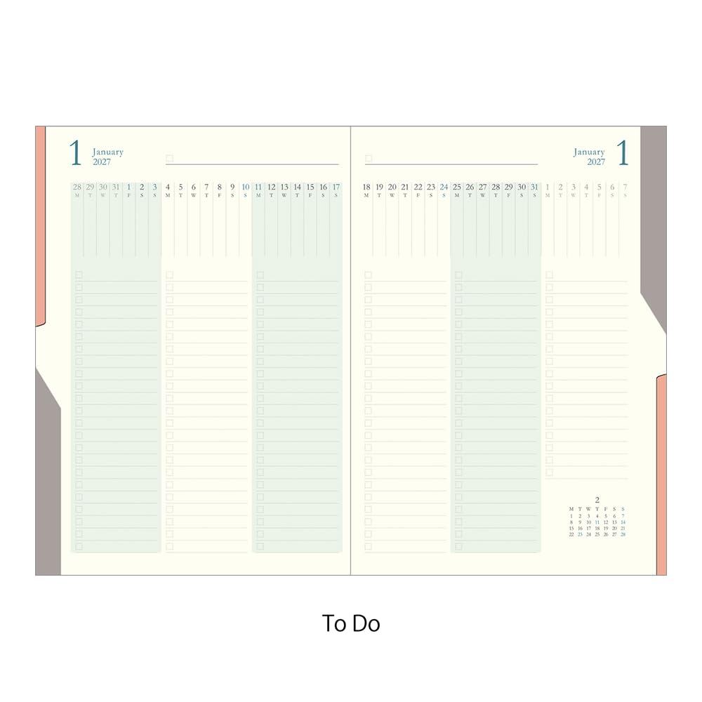 Midori Double Schedule Planner 2027 B6 Monthly To Do Green 22503006 October (Starts 2026)