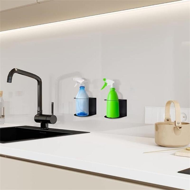 Wall Mounted Bottle Storage Solution Delicate Garage Storage Rack Wall Mounted Sprayer Bottle Rack with Single Hole