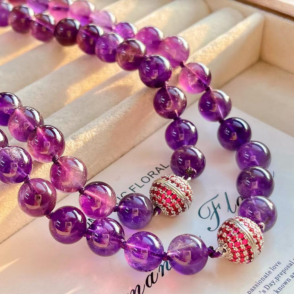 10Mm Vintage High Quality Natural Amethyst Clavicle Chain Necklace