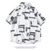 Summer Retro Trendy Breathable Non-Iron Couple's Shirt with Printed Lapel