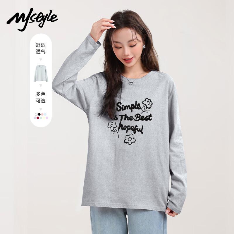 MJ STYLE Women s Pure Cotton Crew Neck Long Sleeve T-Shirt L
