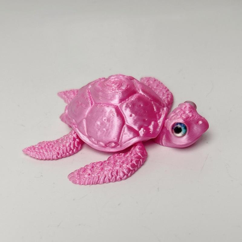 3D Printed Turtle Model Ornament Creative Collectible Movable Simulation Eyes Toy Holiday Gift Multi-Jointed Poseable Decoration