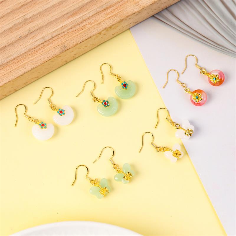 Butterfly Earring & Pendant with Jade, Tassel & Pearl Accents - DIY Jewelry Accessory