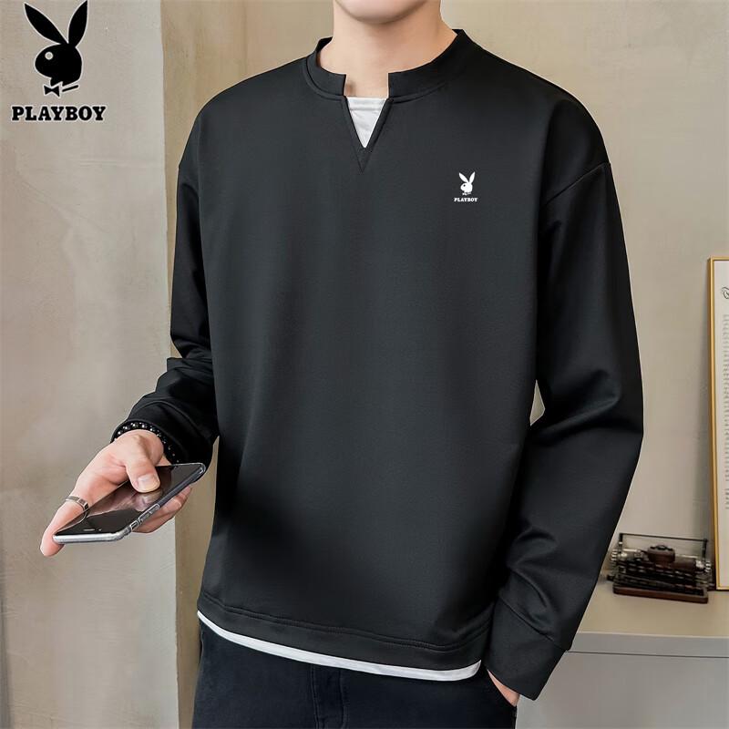 PLAYBOY Men s Solid Color Long Sleeve T-Shirt 3XL