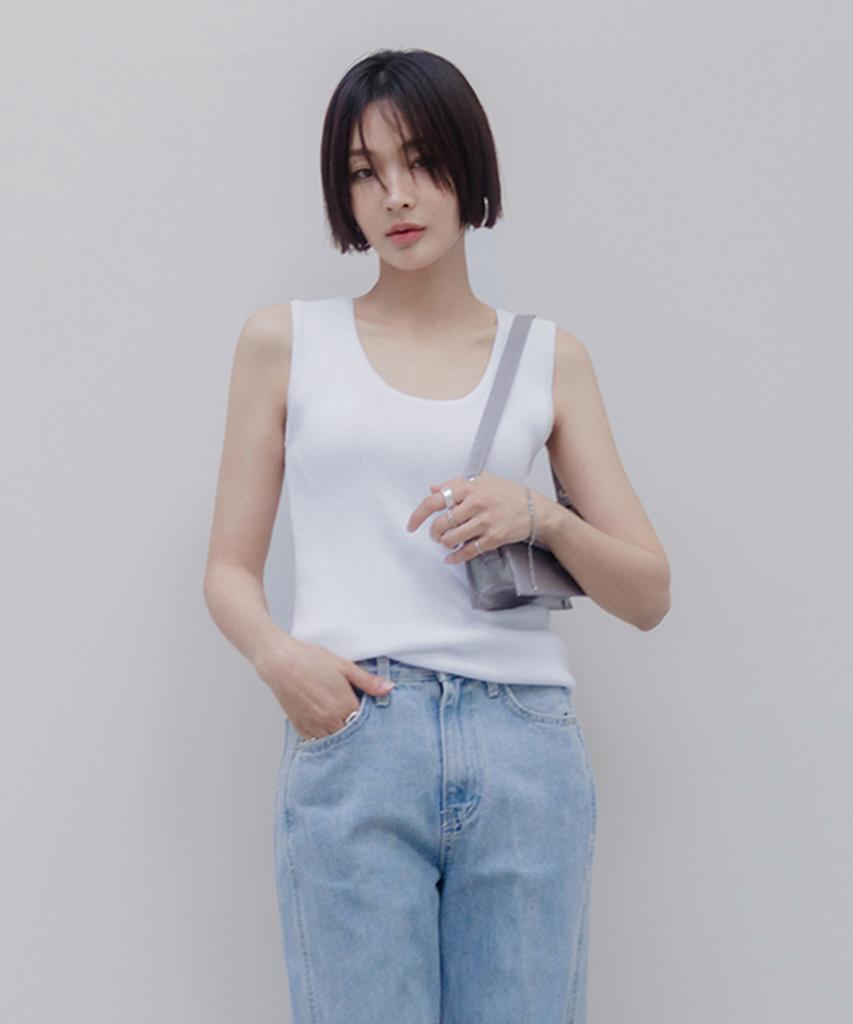 Memua Linen-Like Summer Knit Sleeveless (Lime)