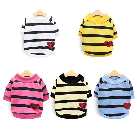 Pet Vest Stripe Pattern Dress-Up Breathable Pullover Type Comfy Dog Clothes for Home Wear