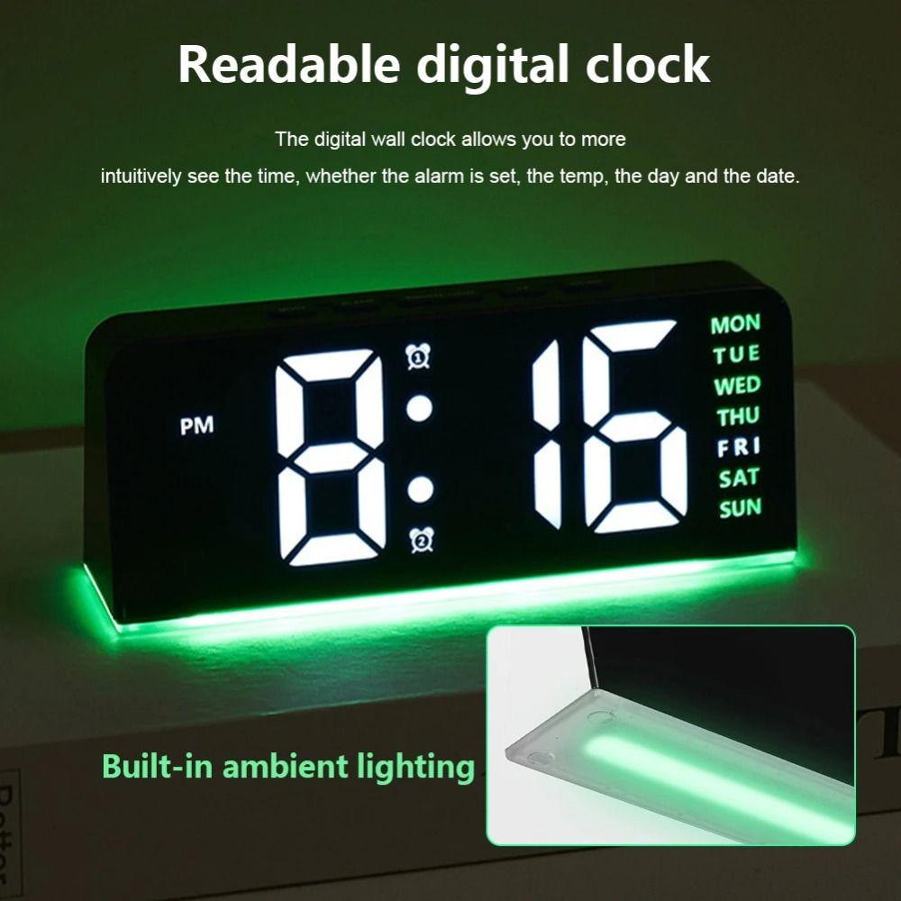 4 Levels Brightness Digital Alarm Clock Dual Alarms Electronic LED Clock  Bedside Use