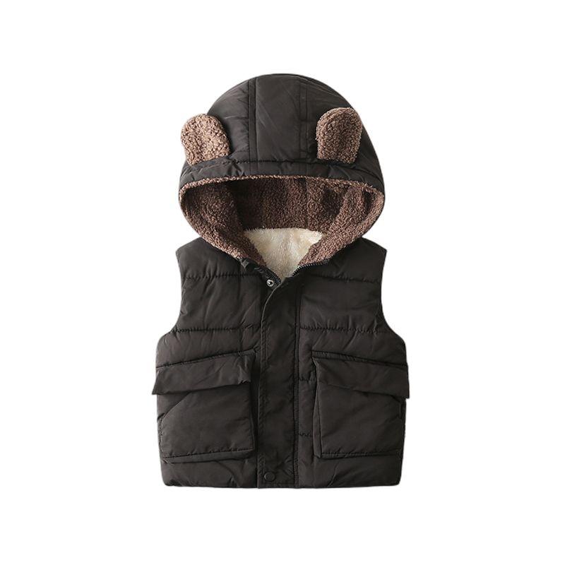 Cashmere Cotton-Padded Coat Zipper Boy Hooded for Autumn and Winter