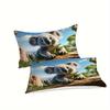 Koala Bedding Set 2/3pcs Digital Print 3D Pattern Soft Skin-Friendly Polyester Cover,Duvet Cover with Pillowcases, Animal Theme