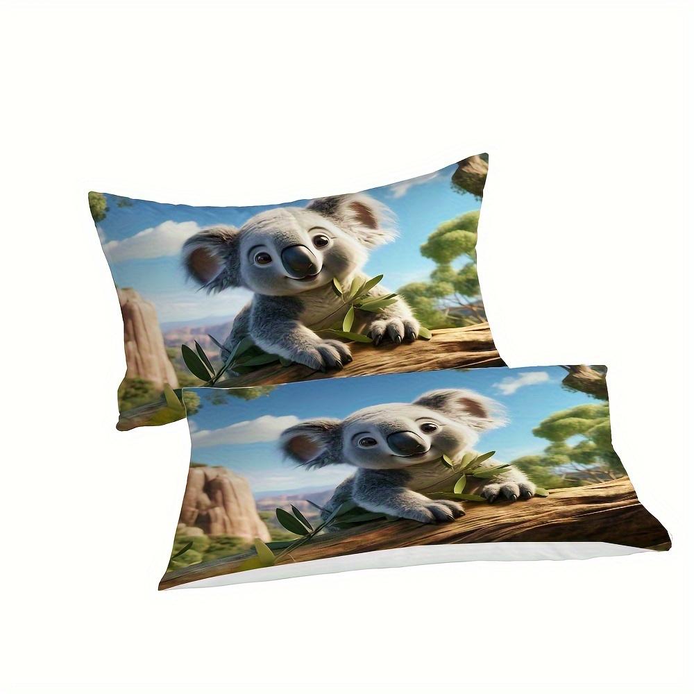 Koala Bedding Set 2/3pcs Digital Print 3D Pattern Soft Skin-Friendly Polyester Cover,Duvet Cover with Pillowcases, Animal Theme