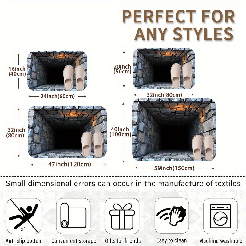 Realistic Brick Tunnel Illusion Rug for Unique Floor Design - 3D Graphic Carpet | Modern Home Accessories Skid resistant carpet