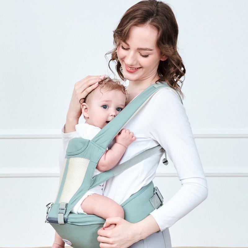 Lightweight Front-Facing Pure Cotton Baby Carrier with Waist Stool Gray Cotton