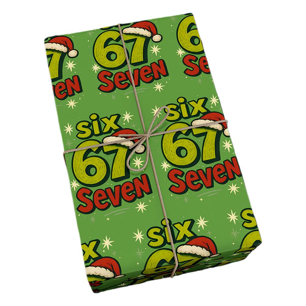 67 Unique Christmas Gift Wrap 6 7 Kids Wrapping Paper, Funny Santa 67 Christmas Present Paper
