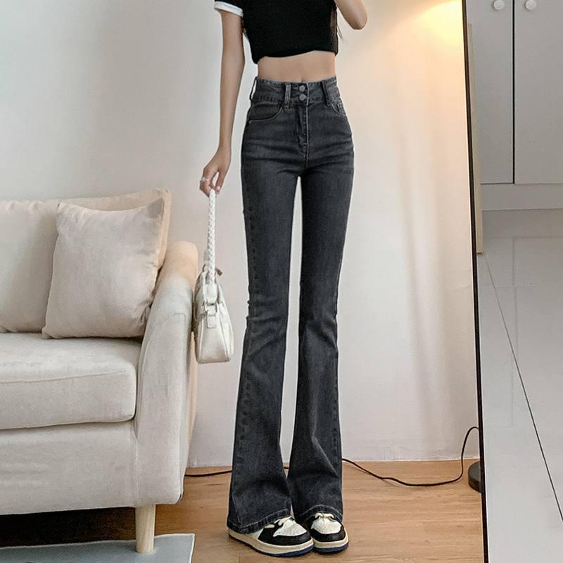 Korean Style High Waist Flared Jeans for Women - Autumn Trend