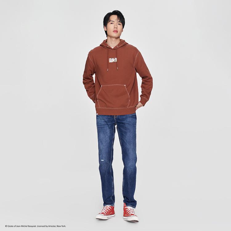 Lee X Basquiat Collaboration SS24 Comfortable Embroidered Logo Hoodie Men hoodies Brown LMT006910CST00FA05168
