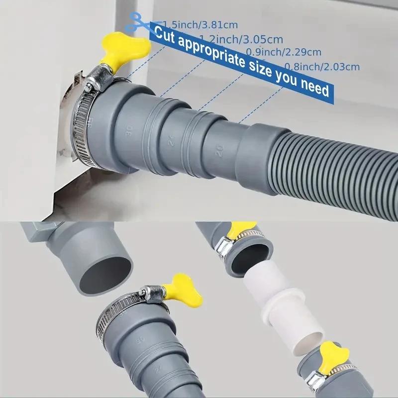 1.5/2/3 Meter Washing Machine Drain Hose Flexible Dishwasher Drain Hose Extension Kits Corrugated Washer Discharge Hose