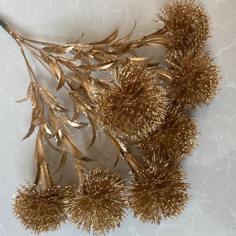 Artificial Golden Eucalyptus Hydrangea Fan Leaf Fake Flower Wedding Photography Home Hotel Ginkgo Leaves Plant Accessories Decor