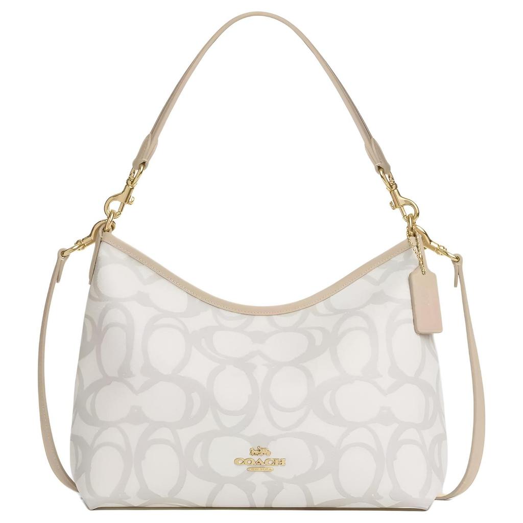 COACH LaurelSignature Coated Canvas Handbag, Shoulder Bag Large Women's Ecru CBH87-IMIVO