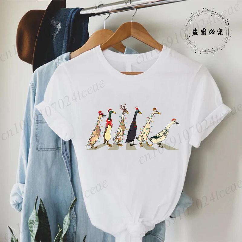 Fashion Funny Just A Goose Duck Xmas Print Tshirt Unisex Short Sleeve Tshirts Christmas Goose Unisex Summer Unisexs Clothing