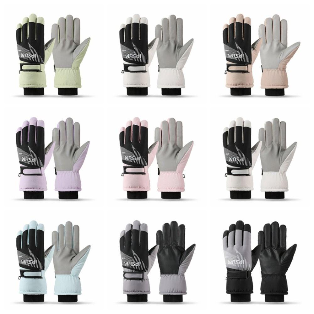 Stripe Skiing Gloves Keep Warm Full Finger Mittens Fashion Cycling Mittens  Female/Girls