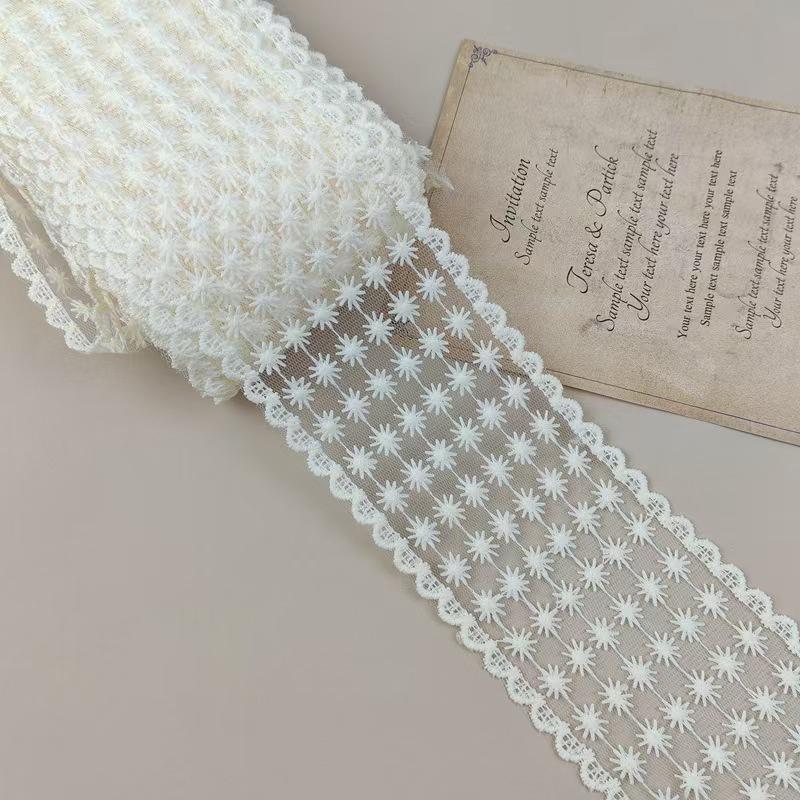 

2 ярда бежевая сетчатая марля вышивка кружево ткань для DIY одежды свадебное украшение