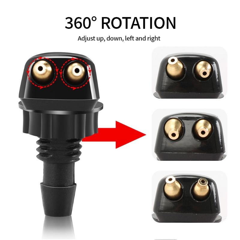 2-Hole Car Windshield Wiper Nozzle Universal Auto Front Windshield Wiper Arm Washer Water Spraying Head Replacement Accessories