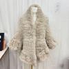 2026 Hot Selling Women's Shawl Coat: Mid-Length Double-Sided Woven Cardigan with Real Rabbit Fur