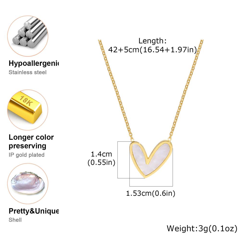 Vnox Diverse Heart Pendant Necklace For Women Girls, Stainless Steel Shell CZ Crystal Charm Choker, Fashion Jewelry Party Gifts