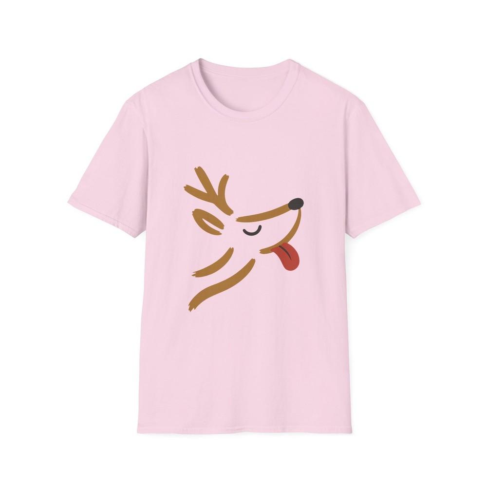 

Унисекс футболка софтстайл Озорное лицо северного оленя Рождественский праздничный каприз L