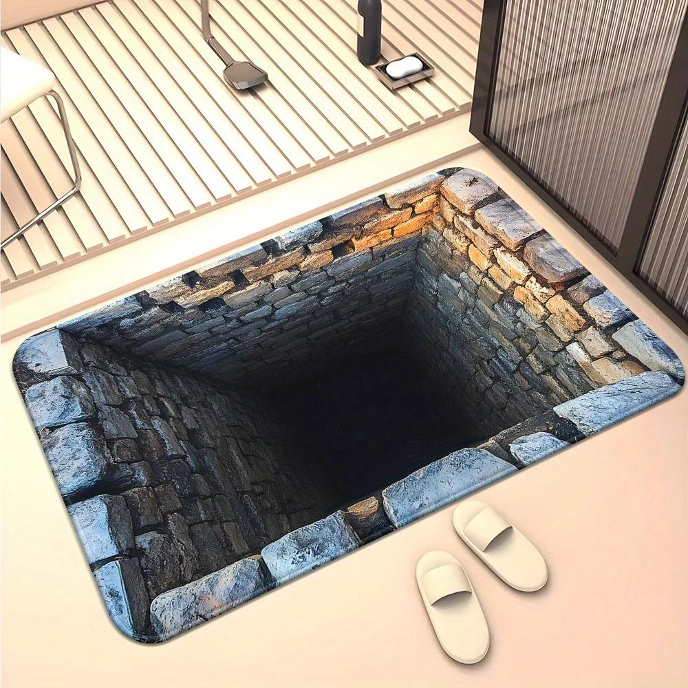 Creativity Mat 3D Illusion Clear Ocean Water Beach Pattern Rubber Floor Mat Water-absorbent, Non-slip Entrance Door Bathroom