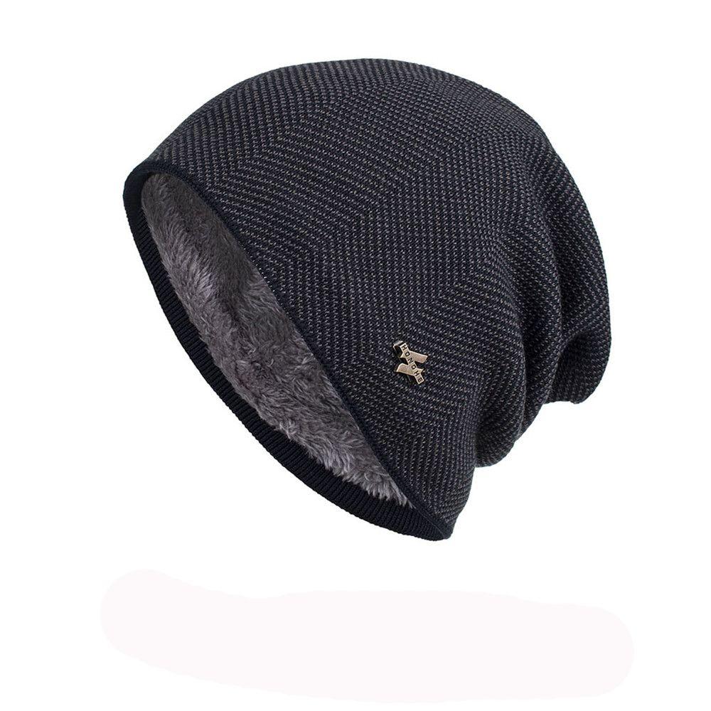Solid Gorros Cotton Wool Hat Thick Fleece Hat Winter Warm Hat Casual Beanies Men's Knitted Hat