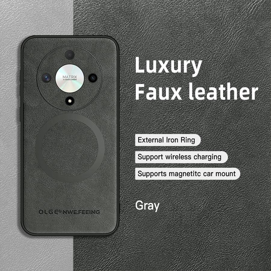 Classic Leather Wireless Charging For Magsafe Magnetic Case For Honor Magic6 Lite Magic 6 Lite X9B HonorX9B 5G Soft Back Cover