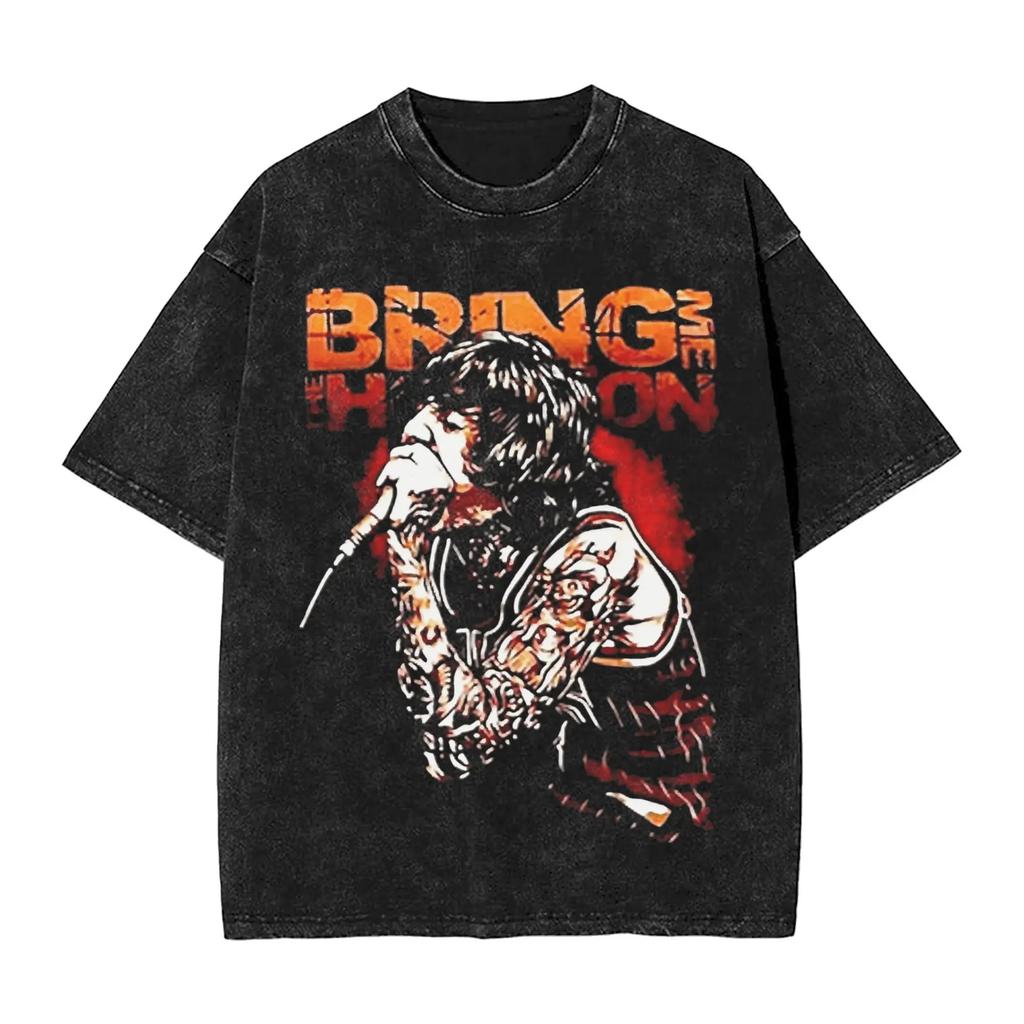 Short Sleeve Crew Neck Y2K Men's T-Shirt, New Tops & Tees, Men's T-Shirt, ROCK Band Bring Me The Horizon Fan T-Shirt