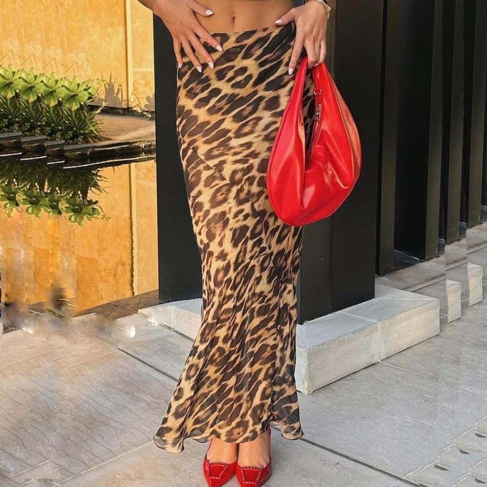 

High Waist Leopard Print Fishtail Skirt Slim Dots Fishtail Skirts Personality Lady L
