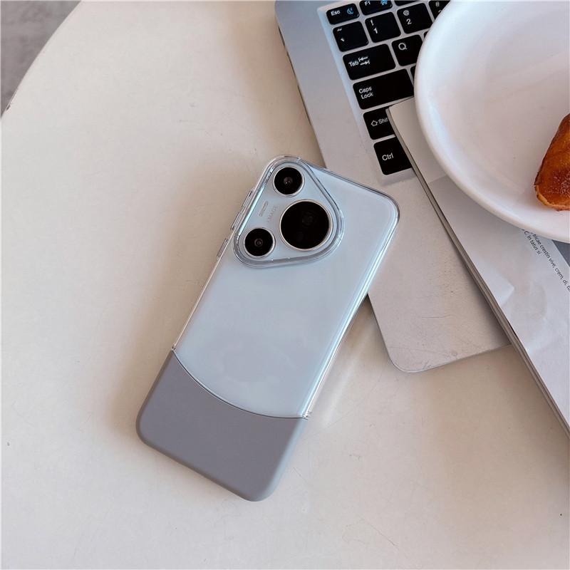 Transparent Double Color Montage Down Up Insert PC Case For Huawei Pura 70 Ultra Pro Plus Shockproof Back Cover Shell Protector