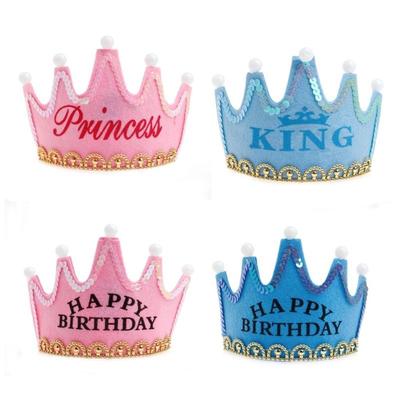 Fashion Party Supplies Prince Princess Birthday Hat Crown Hair Band LED Light