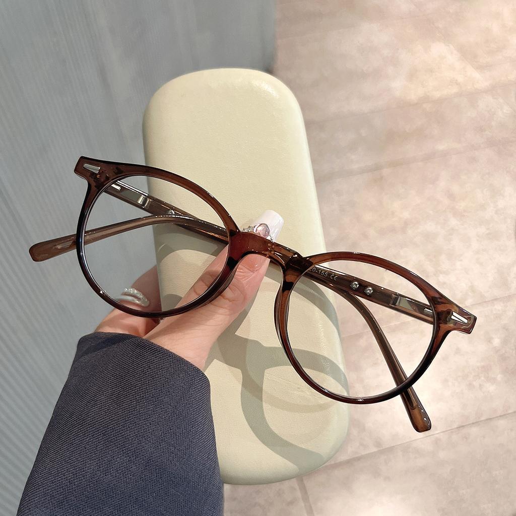 Round Shape Women Glasses Rivets Decoration  Material Men Women Eyeglasses Blue Light Blocking Female Glass