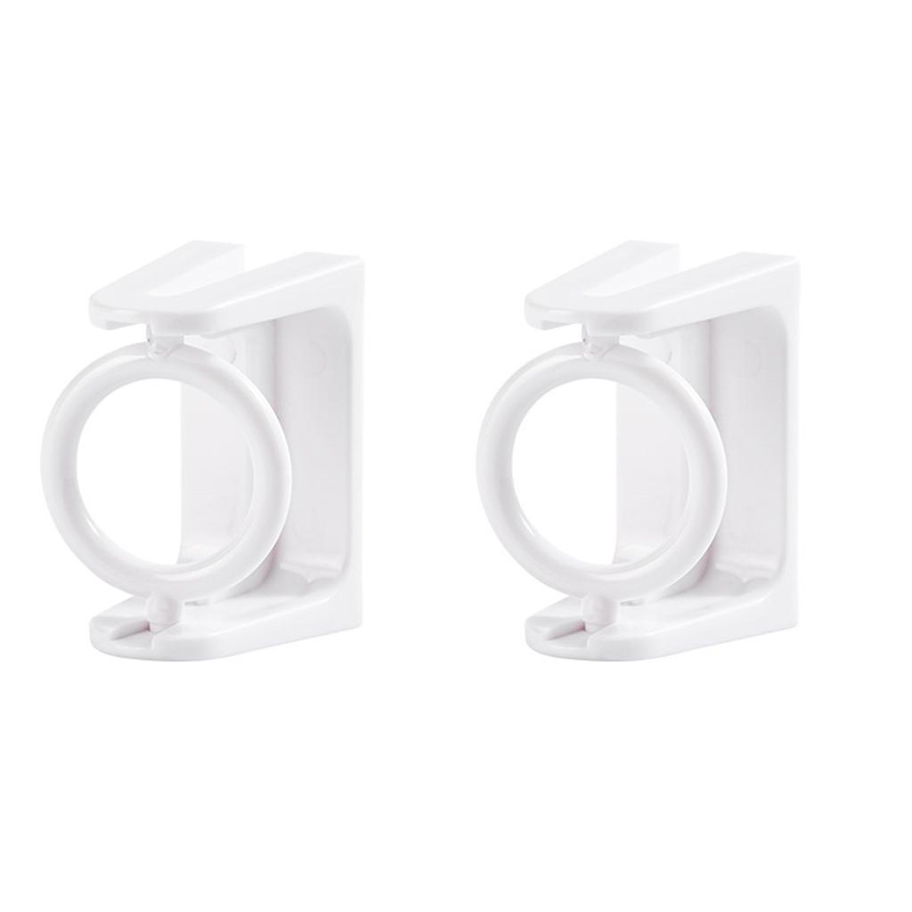 2 Pack 360 Degree Rotatable Self Adhesive Curtain Rod Holders Wall Mount Brackets for Drapery Transparent Plastic Hook