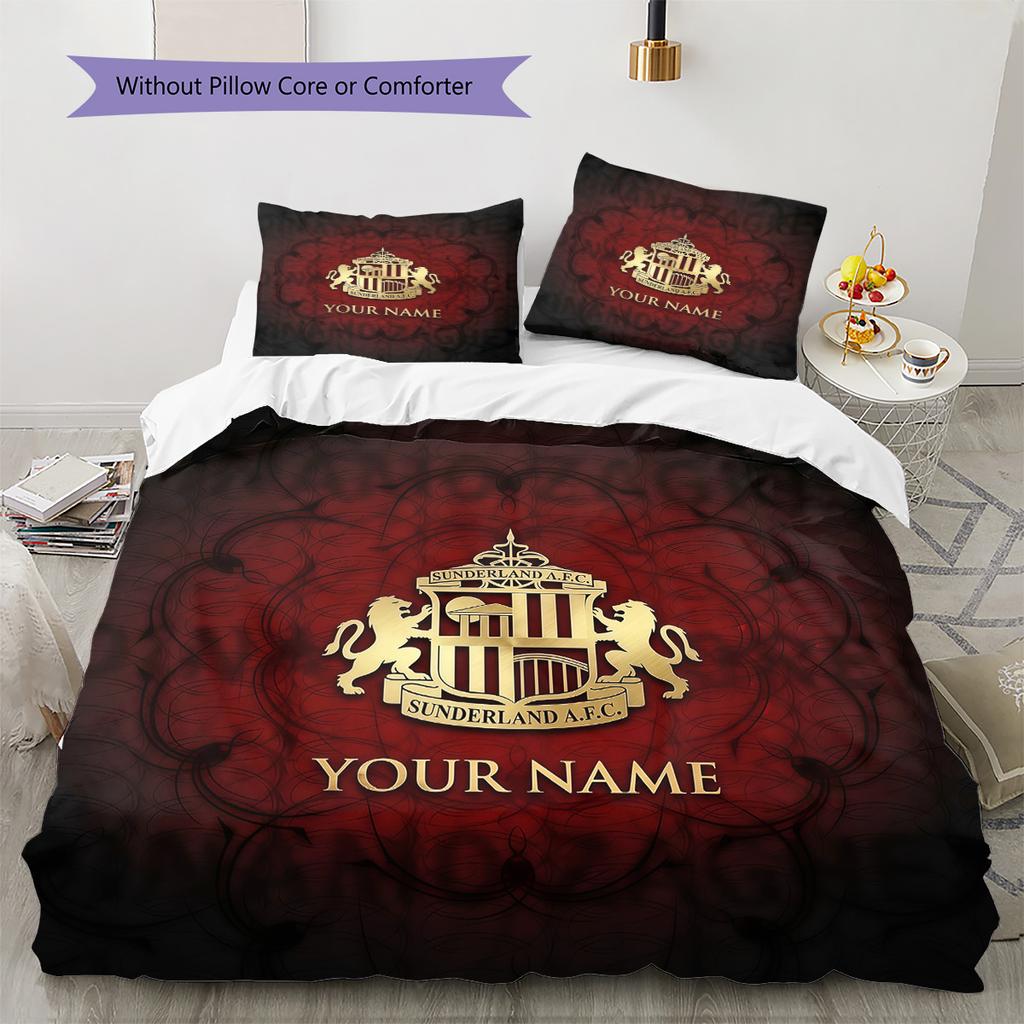 Custom Name Sunderland AFC2 Pattern Bedding Quilt Set Home Decoration Gift (1 * duvet cover + 2 * pillowcase without core)